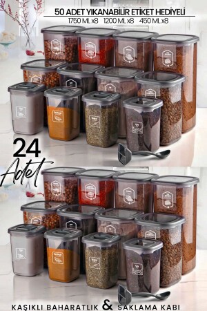 مجموعة من 24 حاوية تخزين غذاء مربع مع علامات ووعاء العقاقير مع الملعقات - (1750ML 1200ML 400ML) MCH009554 - Kitchen Life