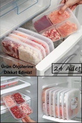 24 Adet 4 Bölmeli Öğünlük Et Sebze Mini Saklama Kabı Buzluk Kıyma Organizer Düzenleyici BAYEV-ETSAKLAMA4BÖLMELİ24ADET - Bayev