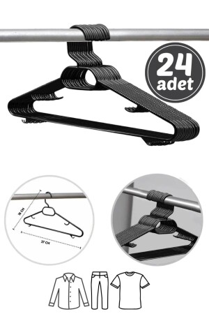 24 Black Plastic Clothes Hangers Set of 24 - Asya Bazaar