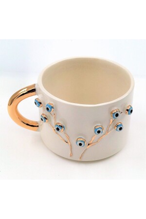 24 Karat Gold bestickt, böser Blick, Baum des Lebens gemustert, 100 % handgefertigt, Geschenktasse FAHayat - Monako Limited Edition
