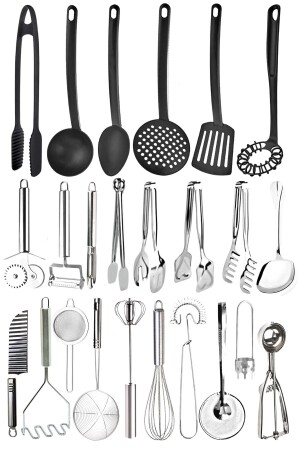 24 Piece Ladle Spatula Colander Kitchen Serving Set Serving Utensils Serving Tongs Set Kitchen Products - Mirilliahome