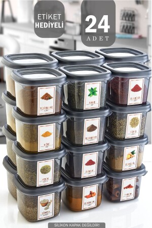 24 Pieces Leak Proof Labeled Spice Jar Pulses Storage Container 550 ml - Deep Freezer And Microwave GM0344 - GRİMOR Life
