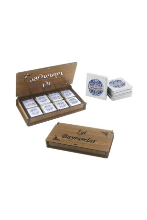 24 Pieces of Madlen Chocolate Happy Holidays in Wooden Box - Mutlu Adım