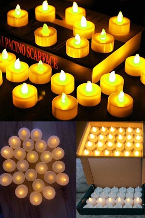 24 Pieces Round White Battery Operated LED Candle Yellow Light Led Tealight Candles Candle Light Smokeless tye2501221735 - Parti Dolabı