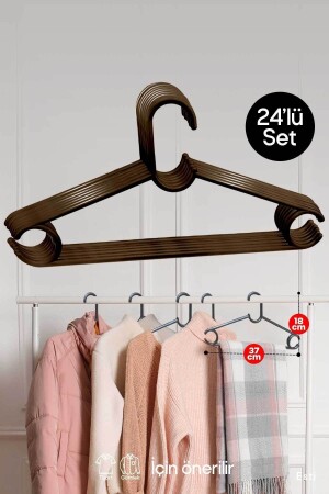 24 Stück – Kleiderbügel aus braunem Kunststoff für Kleider, Hosen, Schals - Esti