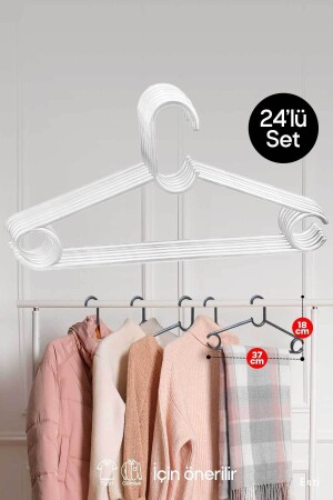 24 Stück – Kleiderbügel aus weißem Kunststoff für Kleider, Hosen, Schals - Esti