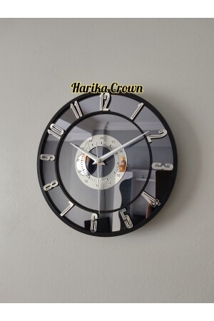 ساعة جدارية مزخرفة (جداول أو ساعة جدارية) مع مرآة حقيقية 25 سم - Harika Crown
