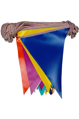 25 Meters Canvas Triangle Pennant Flag Mixed Multicolor String Vinyl Decoration Flag - Gmg
