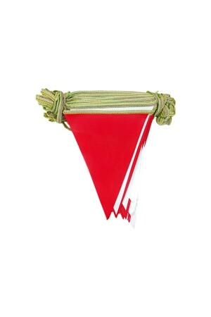 25 Meters Canvas Triangle Pennant Flag Red And White String Vinyl Decoration Flag - Gmg