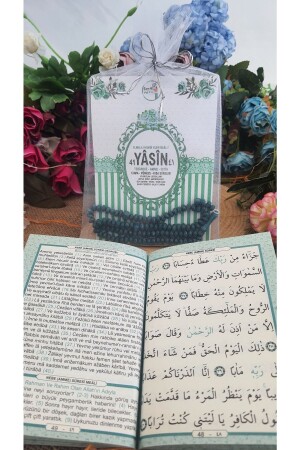 25 Pcs Tulle Pouch Yasin Book Part Rose Scented Prayer Beads Voice on the Phone -birth-mevlit Gift-green - Medrese Yayınları