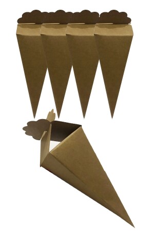 25 Pieces of Kraft Cardboard Cone, Turkish Delight, Sugar Bowl, Gift Box - Parti Dolabı