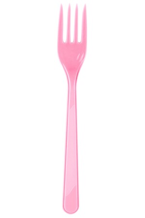 25 Pieces Pink Colored Fork Hard Durable Plastic Luxury Disposable Birthday Party Presentation Fork - Huzur Party Store