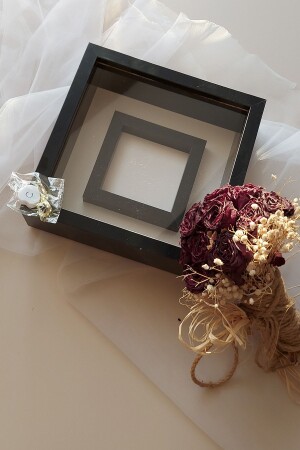 25x25 Black LED Photo Frame with Sections for Your Rose Designs hkmx0232 - Verda Çerçeve