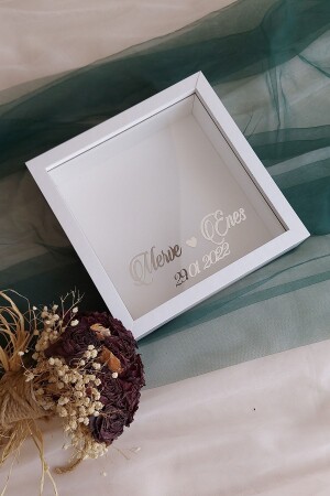 25x25 Cm Deep Memory Frame with Plain Background, Name and Date! - HKM Ticaret