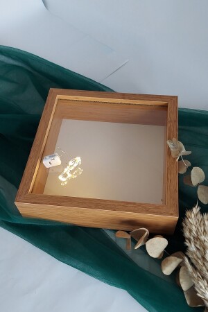 25x25 Cm Nameless Deep Rose Frame with Bamboo LEDs! - Verda Çerçeve