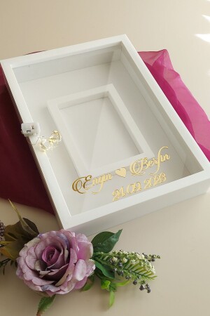 25x35 I?simli Ve Ledli Fotoğraf Bölümlü Anı Çerçevesi! Yeni Moda Gül Kutuları! - Hobicehayaller