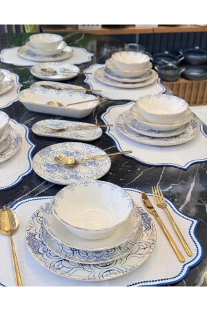 27 Piece Modern Blue Cycle Dinner Set - Onedekor