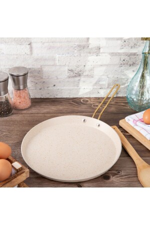 28 Cm Cream Short Sided Crepe Pan - Non-stick Crepe Omelette Pan 28 Cm (STEEL ROD HANDLE) - Evren