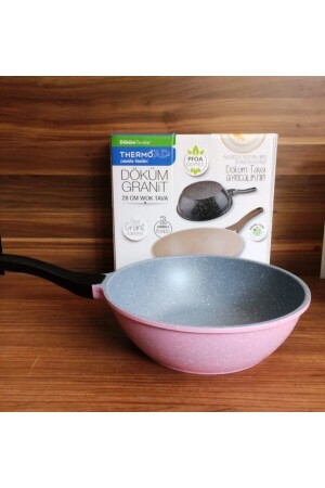 28 cm Wok-Pfanne aus Gussgranit / Rosa Thermotavawok - ThermoAD