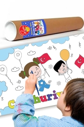 29 Ekim Cumhuriyet Bayramı Boyama Aktivite Kağıdı - 50 X 200 Cm Simkids05 - Sim Tasarım