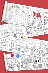 29 Ekim Cumhuriyet Bayramı - Dev Boyama Kağıdı - Boyama Rulosu - Büyük Boy 5 Metre Uzunluk C505M - PopŞeker