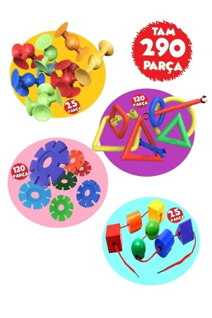 290 Piece Toy Set Vacuum Molecule Creative Discs Geometric Rods And Stringing Beads HYD-7469339-0362 - Hyd 