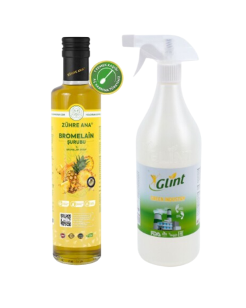 2er Set Zühre Ana Bromelain Detox Sirup mit Ananas & Glint-Green Industry 1 Liter 100% pflanzlicher Bad-Toilettenreiniger Kalklöser Kaminreiniger Spray - Glint