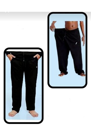 2'li Battal Cepleri Fermuarlı Büyük Benden Unisex Eşofman Altı Tek Alt 3XL 4XL 5XL 6XL - Tubgen