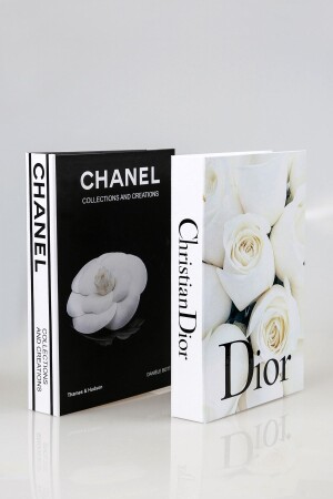 2'li Beyaz Gül-gül Dekoratif Kitap Kutu - Irayhomedecor