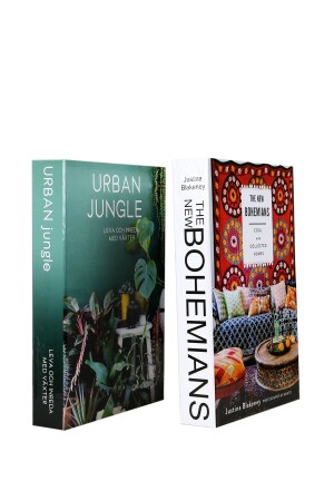 2-teilige dekorative Bücherbox im Bohemian-/Dschungel-Stil iray03 - irayhomedecor