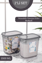 2'li Clov Dikdörtgen Banyo Düzenleyici - Etiketli Toz Ve Tablet Deterjan Saklama Kutusu 2x 2000 ml MCH-899 - Meleni Home