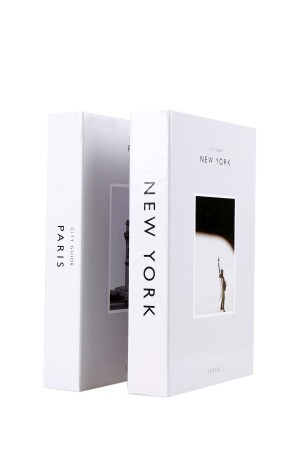 MNZ-Pack of 2 نيويورك/باريس كيس الكتب الديكورية iray03 - irayhomedecor