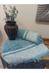 2'li Saçaklı Hamam Seti, Banyo Ve Baş Havlusu - Mint SaçaklıBanyoSet2li - ŞENER HOME