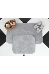 2'li Set Banyo Peluş Halı Gri Banyo Paspası 2libanyogri - aslımhalı