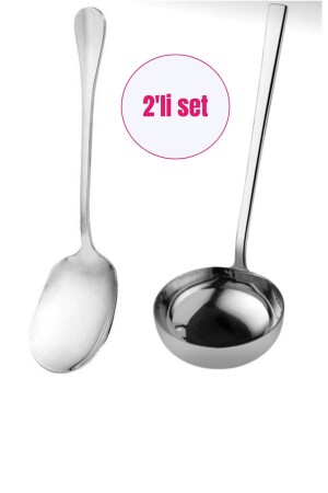 2'li set servis kaşık, sos kepçe seti 22 cm paslanmaz çelik 18-10, paslanma kararma yapmaz 22setkcnpw - BRE HOME