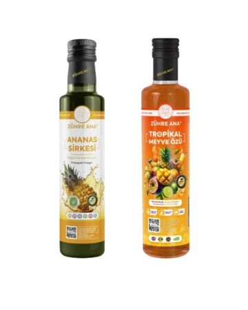 2'li Set Zühre Ana Ananas Sirkesi&Zühre Ana Tropikal Meyve Özü 640 Gr - Zühre Ana