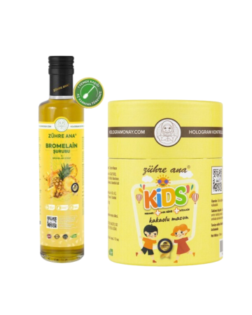 2'li Set Zühre Ana Bromelain Ananas İçeren Detox Şurubu&Zühre Ana Kids Çocuklar için Özel - Arı Sütü- Pekmez- Bal Ve Vitamin Katkılı Kakaolu Macun - Zühre Ana