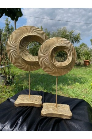 2'li Şık Dekoratif Halka Gold Renk Dekor Obje - Migasan