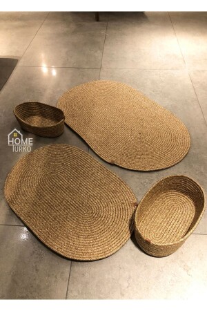 2'li Takım Jüt, Hasır, Paspas, Banyo Paspası, Banyo Paspas Takımı Ve Banyo Sepeti, Düzenleyici HT-PASPAS-BZ1 - HomeTurko