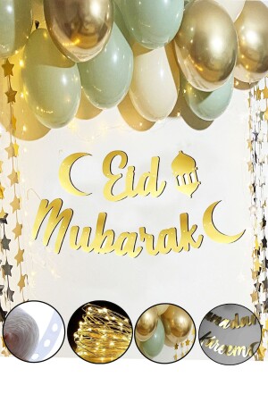 منز عيد مبارك الذهبية الحروف مدبرة بالون سلسلة وضع العربية العلمية عيد الفطر غرفة الديكور الديكور 2mt - Parti Dolabı