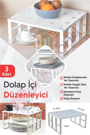 3 Adet Organizers Büyük Dolap Içi Düzenleyici Raf- Bardak Rafı- Düzenleme Rafı - Dükkanönü