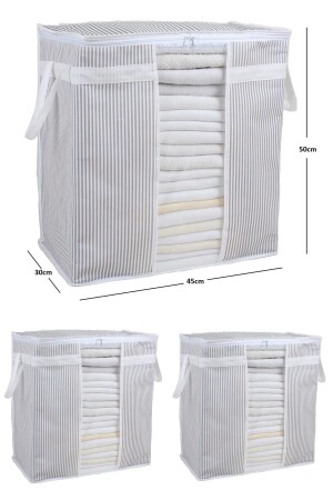 3 Adet - Pencereli Saklama Çantası Çizgili 50x45x30cm 3 ADET PENCERELİ - BTS Shop