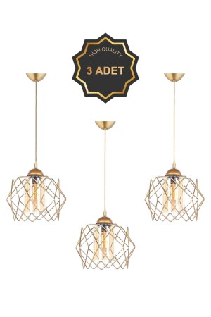 3 Adet Trend Bal Mika Camlı Golden Salon Mutfak Banyo Yatak Odası Çocuk Odası Antre Sarkıt Avize 3gldprmt3 - Trend Kitchen