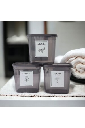 3' Anthracite Detergent Storage Container 2000 Ml Baking Soda and Washing Soda, Baby Detergent Box DEM758 - Dem Home