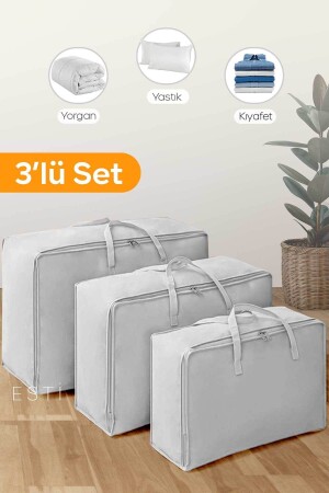 3 Boy Yorgan- Yastık- Kıyafet Hurcu - Antrasit - Serstil