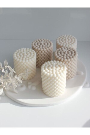 3 Bubble Cylinder Candles Soy Wax Vegan Scented - Mumella