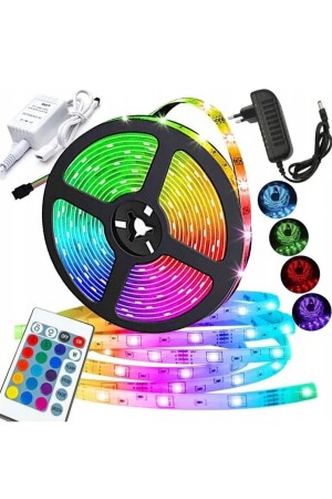 3 Chip RGB LED Strip Indoor and Outdoor 5 Meter Set Plug and Play 16 Colors with Remote Control Adapter TYC00473008716 - Calido Elektronik