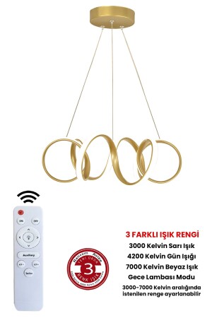 3 Color Controlled Gold Case Dimmer LED Chandelier Curved LED Chandelier - Ransom