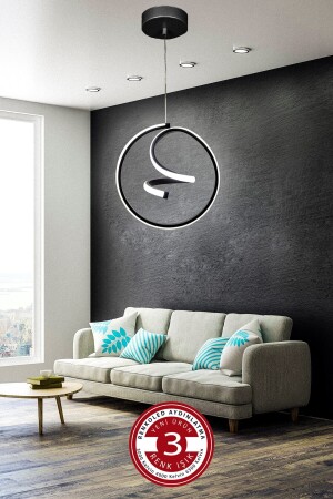 3 Color Illuminated Modern Pendant Lamp Led Chandelier Black Case Entrance, Hall, Room planet - Renkoled Aydınlatma