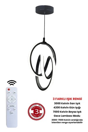 3 Colors Black Remote Controlled Dimmer 4 Mode Modern Pendant Lamp Signature Led Chandelier signature - RANSOM